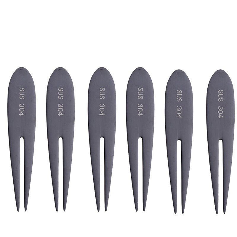 6 pz forchetta da frutta in acciaio inossidabile torta d'oro dolce Picke bella mini forchetta utilizzata per la torta in festa lumaca forcella regalo ristorante: 6pezzi grigio