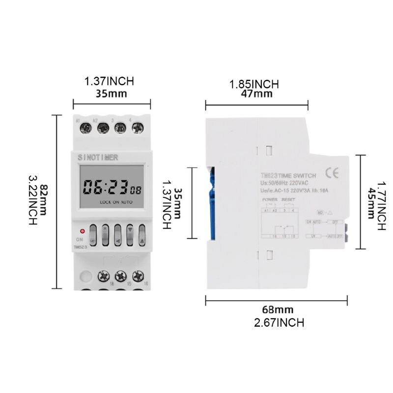 Tm623 220v programmerbar astronomisk tidbrytare med latitud longitud display din rail timer reläkontroll