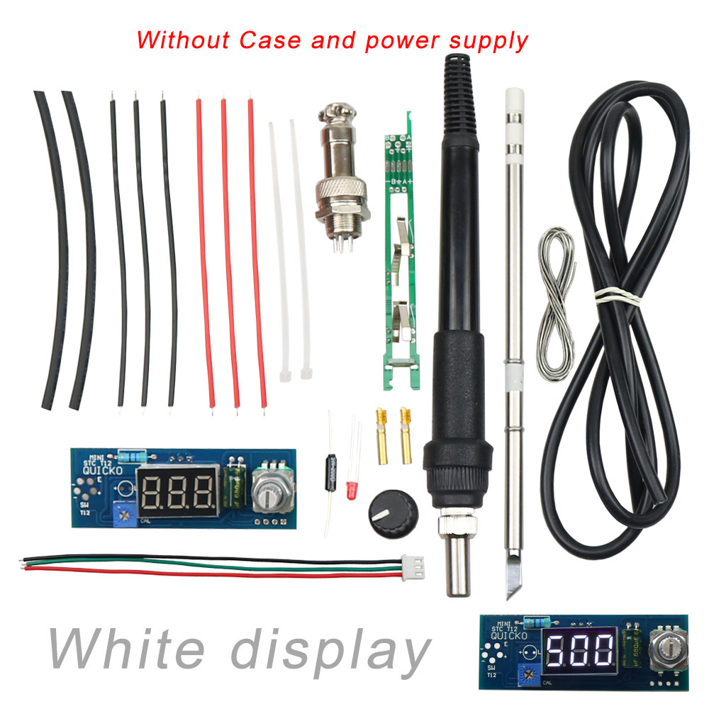 STC-T12 solder iron DIY kits/Unit Digital Soldering Iron Station Temperature Controller Kits / QUICKO MINI STC-LED-T12 DIY sets: black