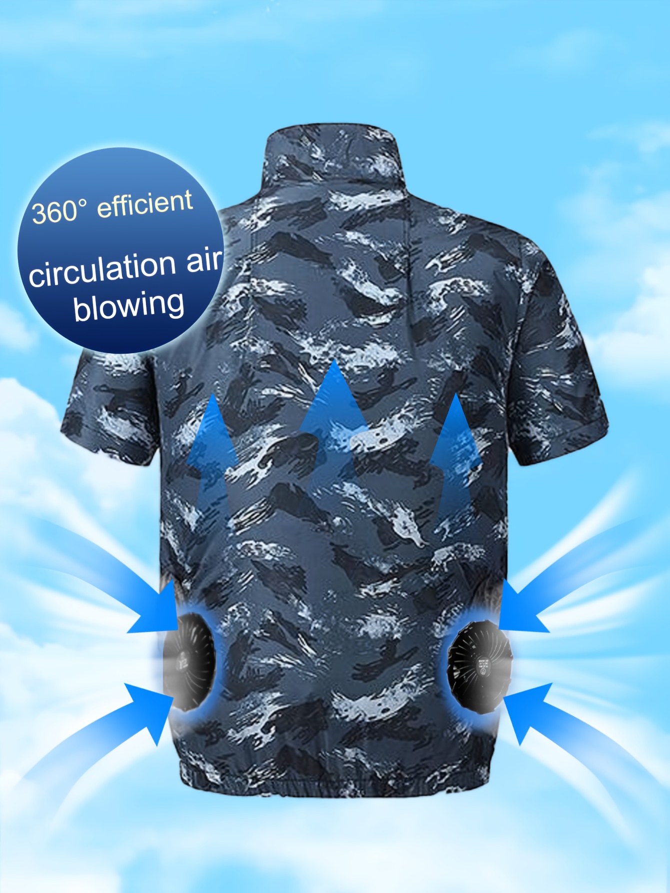 Zomerkoelende airconditioning-werkkleding, kleding met ventilator, koelend vest met korte mouwen, geschikt voor buitenaanwendelijk werk