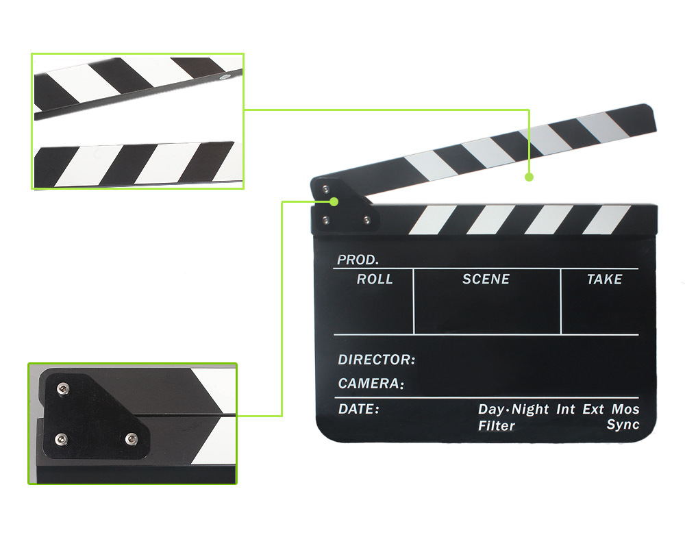 Acrylic Clapper Board English Black & White Clapperboard Movie Action Clapperboard Slate