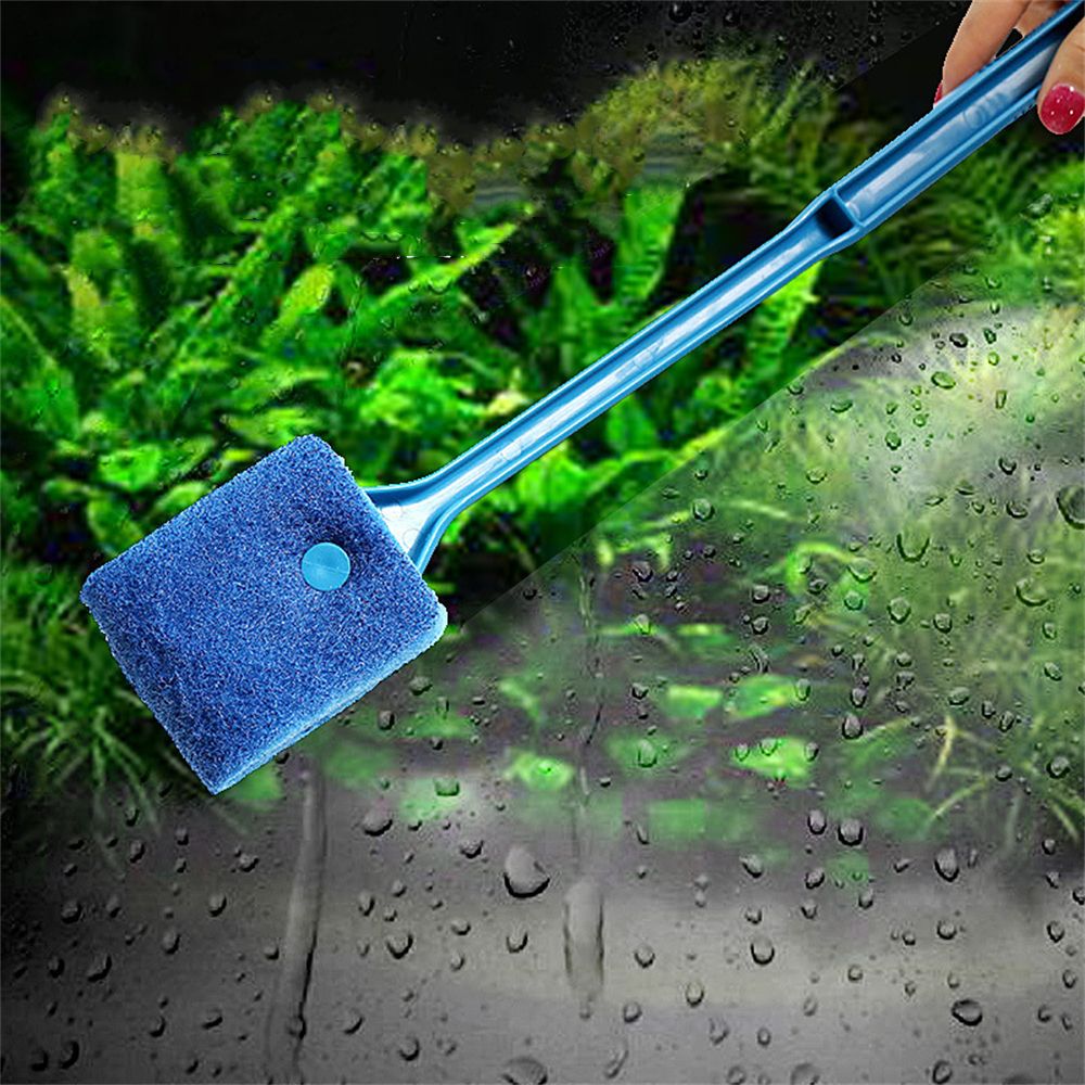 1Pc Aquarium Borstel Lange Steel Borstel Dubbelzijdig Reinigingsborstel Aquarium Tank Ruitenwisser Schildpad Tank Schoonmaken Apparaat lengte 40Cm