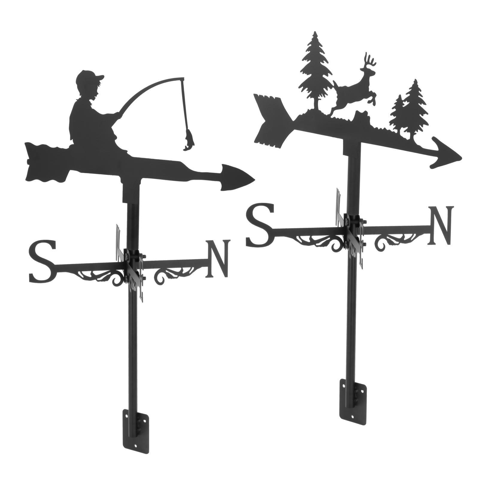 Retro Windwijzer Tuin Stake Wind Richting Indicator Kit Outdoor Ijzeren Beugel Voor Dak Tuinhuisje Farm Meetinstrumenten Decor