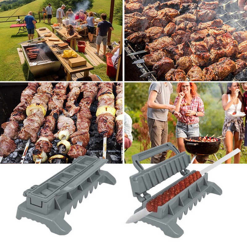 Kebab Maker BBQ Tools Meat Skewer Machine Kebab Press Maker Preparation Plastic Kabab Manual Kabob Mould Outdoor Camping Tools