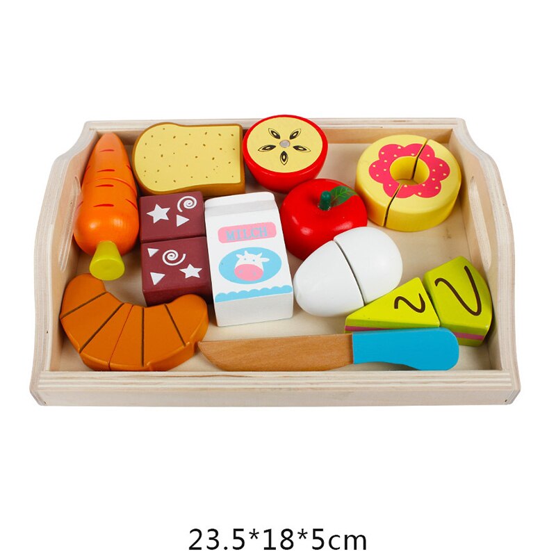 Montessori cut fruits and vegetables toys wooden classic game simulation kitchen series toys early education play house toy: G