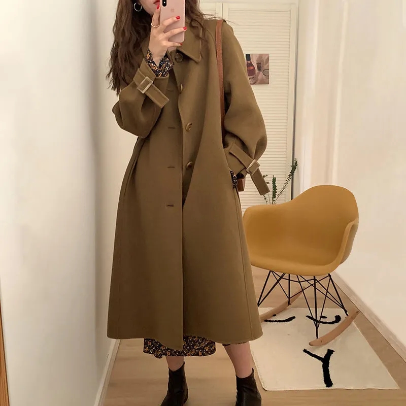 Autumn Winter Woolen Coat Mid-length Woolen Coats Female Hepburn Jacket Women Short Wool Coat for Womens Clothing Abrigos Mujer: S