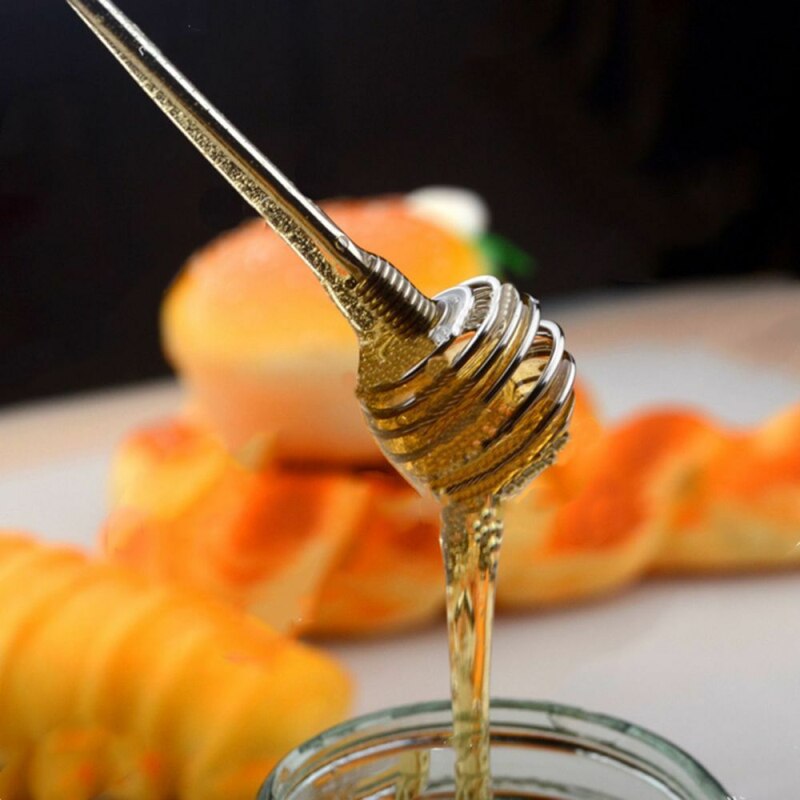 Stainless Steel Honey Dipper Spoons Stick Kitchen Honey Stir Bar Swizzle Stick Egg Beater Whisk Mixing Cooking Tools