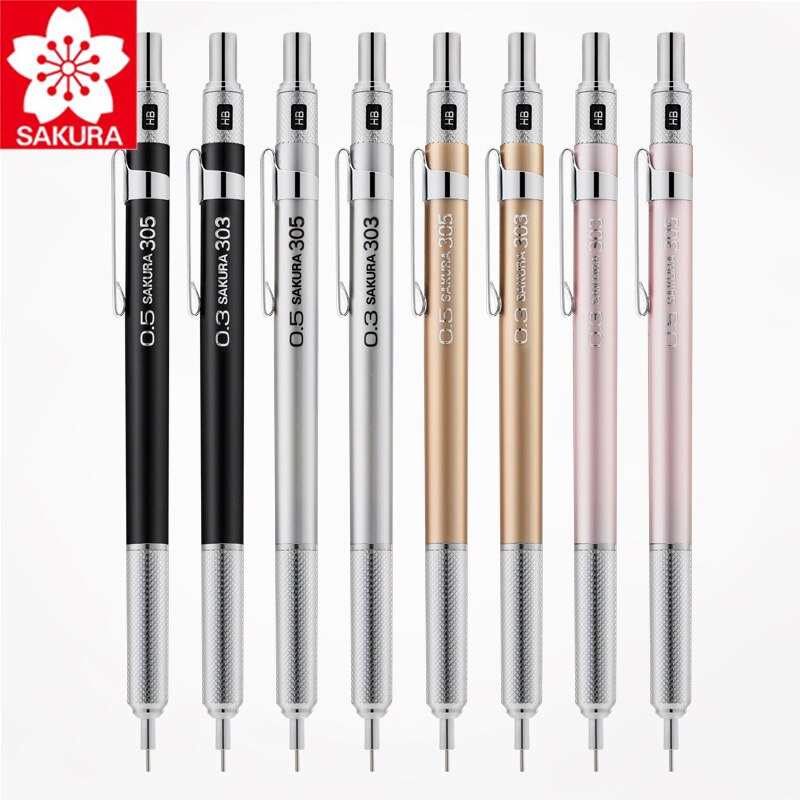 SAKURA-lápiz automático para dibujo de flores de cerezo, 1 unidad, XS-305, 0,3/0,5mm, de plomo continuo