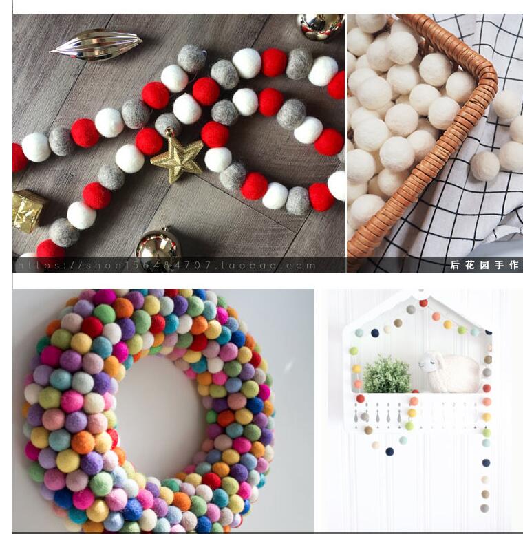Boules de feutre 100% laine, 50 pièces/lot, 3cm, pompons colorés, matériel artisanal, boules de laine, décoration de salle de noël pour la maison