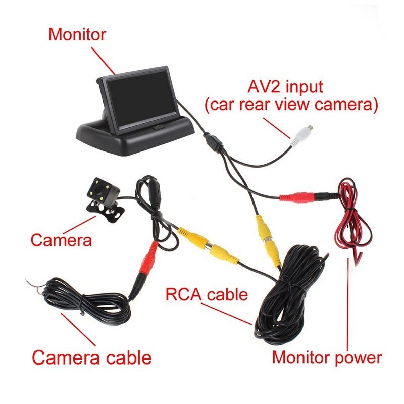 4.3 Inch TFT LCD Monitor Opvouwbare Monitor Reverse Camera Parking System voor Achteruitkijkspiegel Monitoren NTSC PAL
