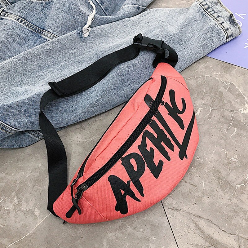 Vrouwen Mannen Taille Fanny Pack Unisex Riem Tas Brief Gedrukt Borst Bag Key Telefoon Pouch Reistassen