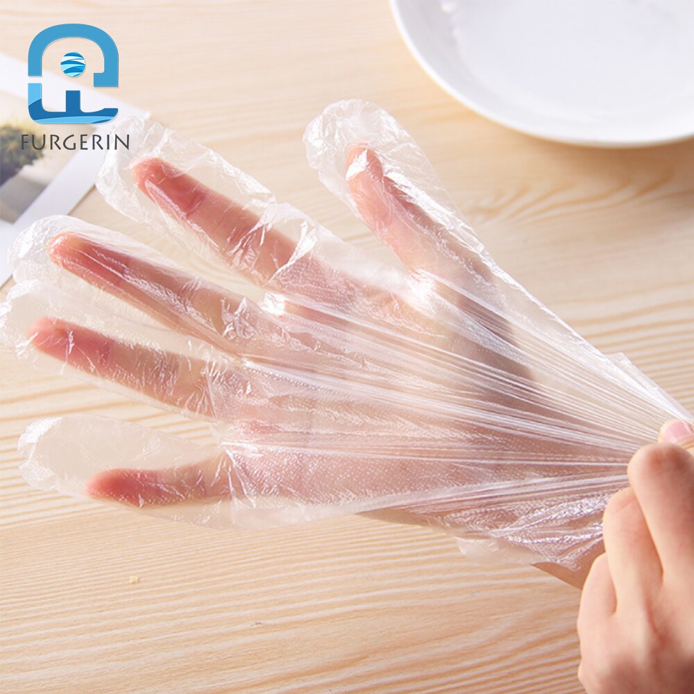 FURGERIN Wegwerphandschoenen Voedsel keuken plastic handschoenen wegwerp Transparante Koken Plastic Handschoenen 100 stks PE Restaurant/Home