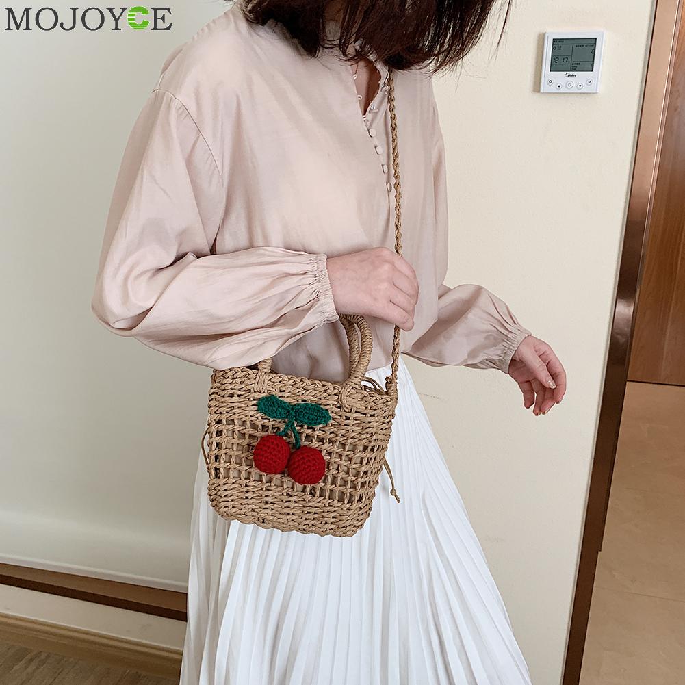 Hecho a mano de ratán de las mujeres de bolso de hombro tipo bandolera de paja tejida verano mensajero playa bolso de viaje bolsas
