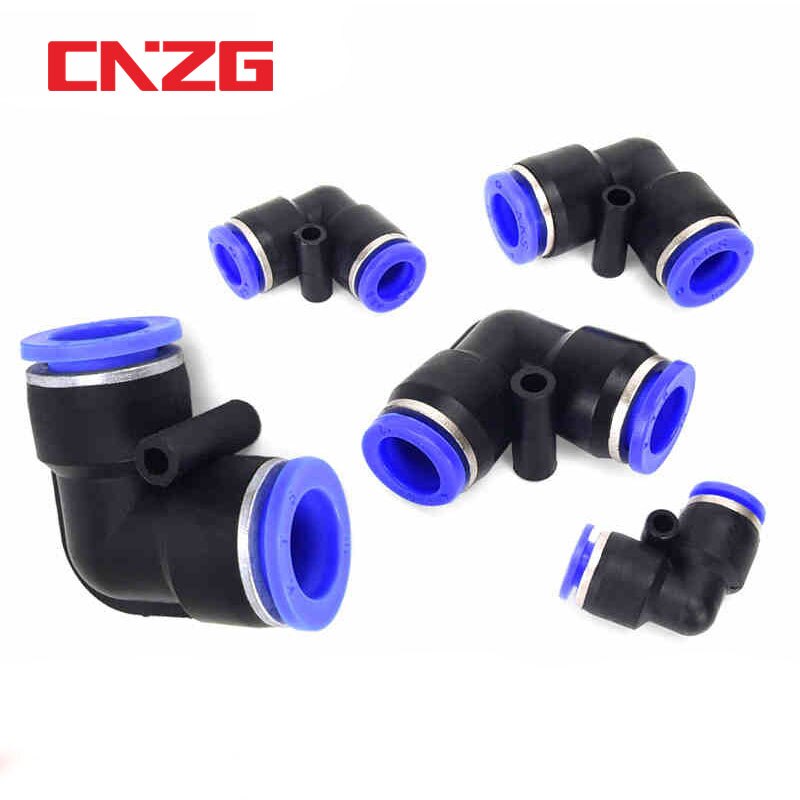 Codo neumático de plástico de ajuste rápido, piezas de aire, tubo de empuje en agua, conector rápido, bloqueo de deslizamiento de 2 vías, PV, 4mm, 6mm, 8mm, 10mm