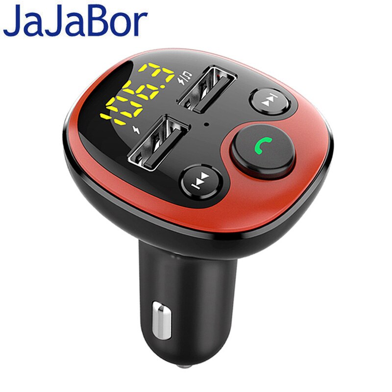 Jajabor Bluetooth 5.0 Handsfree Car Kit Fm-zender Modulator Muziek Mp3 Speler Telefoon Draadloze Carkit Dual Usb Car Charger