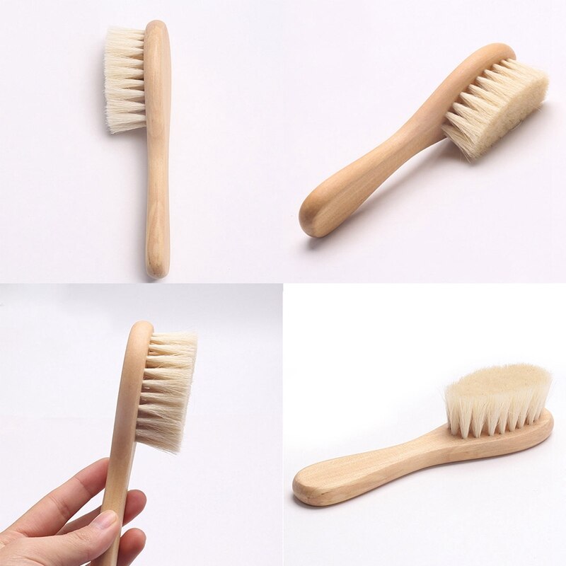 Wooden Handle Brush Baby Hair Brush Newborn Hair Brush Infant Comb Head Massager