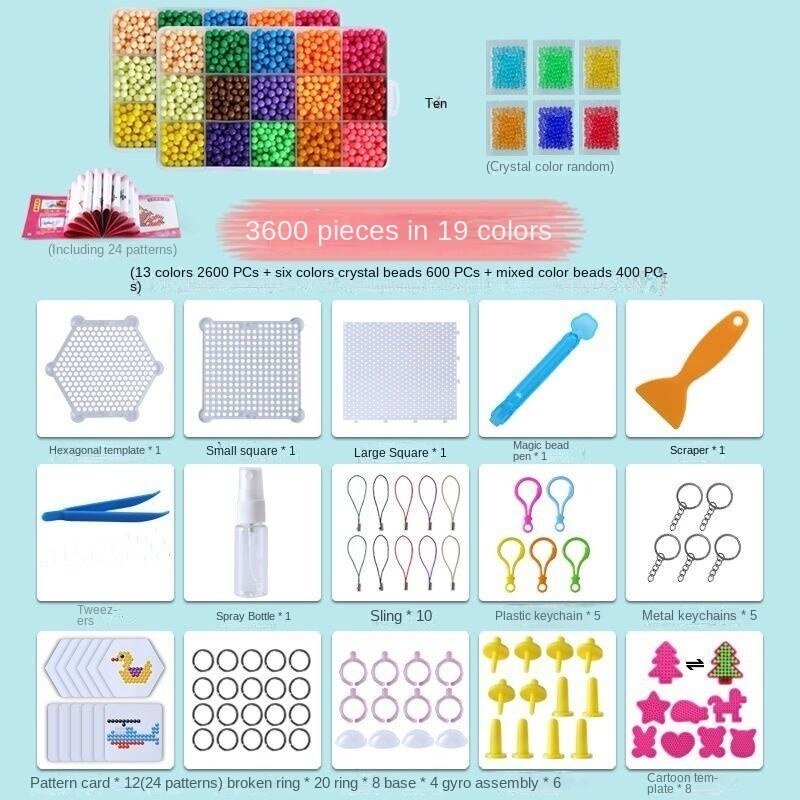 Koraliki Puzzle kryształ Handmade DIY zabawki woda Spray magiczne koraliki zestaw gry w piłkę 3D Handmade magiczne zabawki dla dzieci nowy 2022: 19color 3600 grain