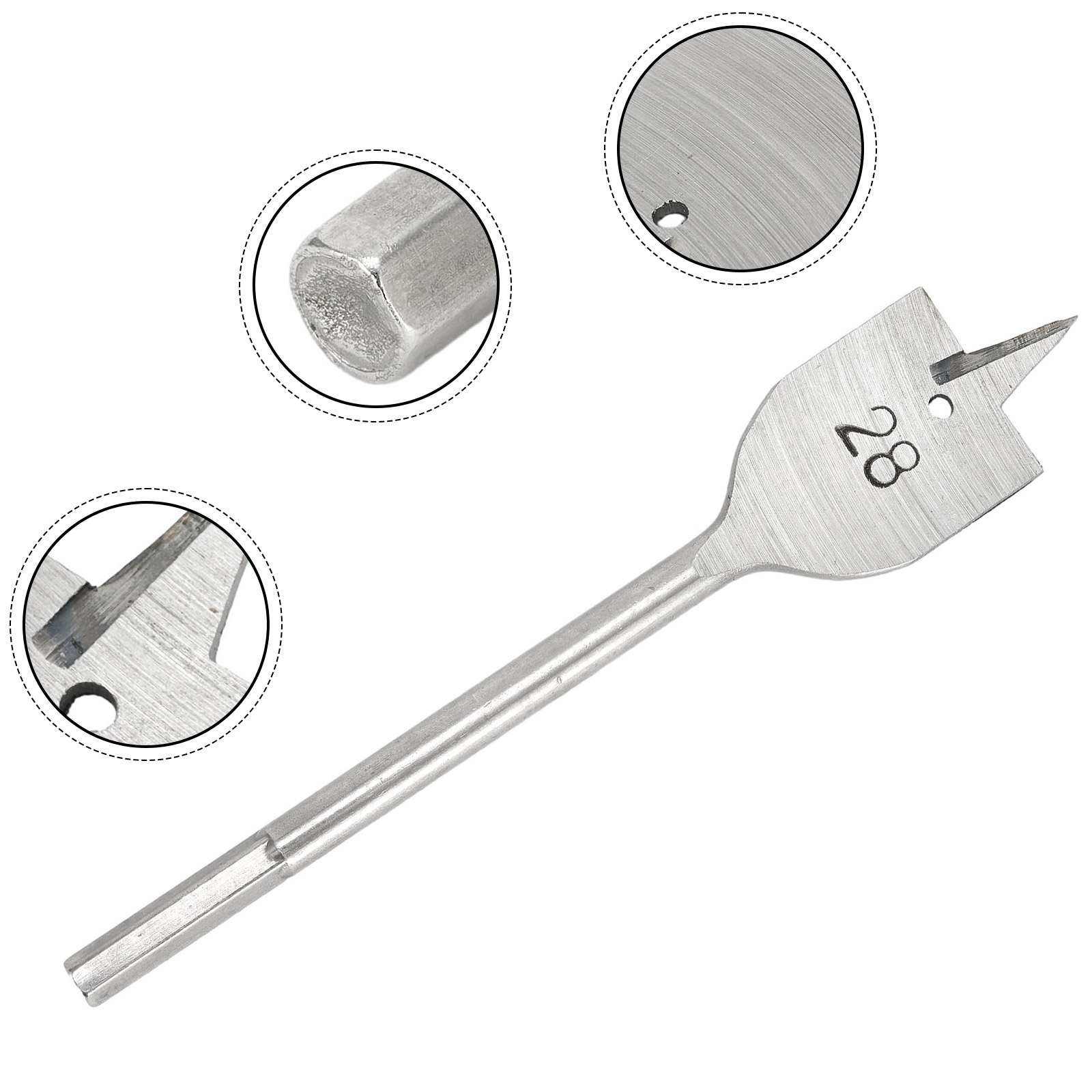 Broca plana para madera, husillo, brocas para carpintería, perforación de madera HCS, herramientas manuales de 20/22/25/28/30/32mm