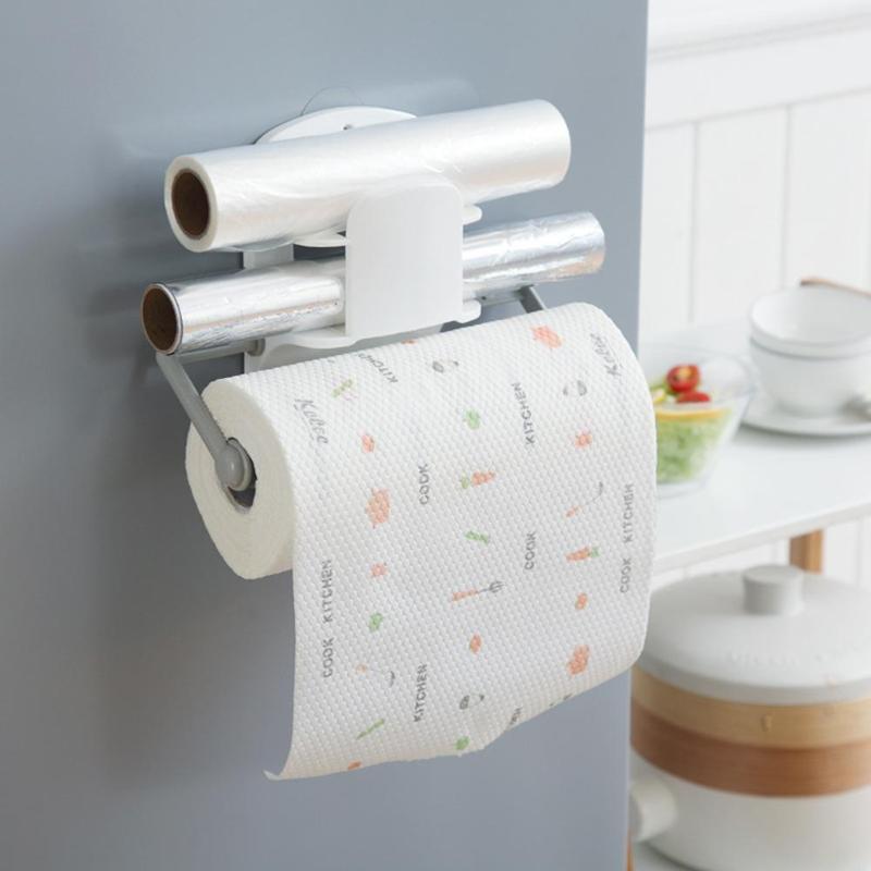 Multifunctionele Keuken Papierrolhouder Tissue Handdoek Opslag Hanger Plank Voor Verse Houden Film Organizer Rack