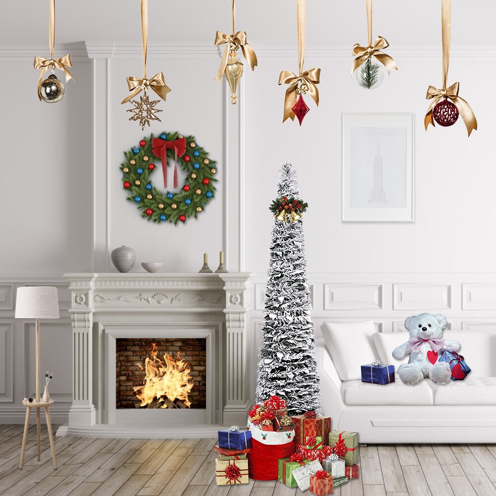 Christmas decoration 1.5m flocking Christmas tree with leaves, handmade Christmas tree, Year decoration