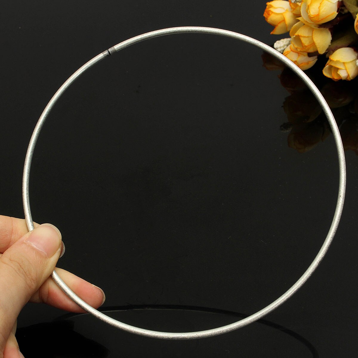 Mrosaa 1PC Dreamcatcher Round Silver Metal Hoop Ring For DIY Manual Handmade Wicker Crafts Tool Material Accessories: 130mm