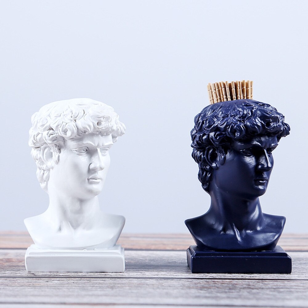 European Style Statue Of David Resin Toothpick Holder Toothpick Box Pen Holder Storage Box Desktop Decoration C