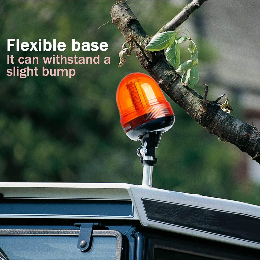 LED Flashing Amber Warning Beacon With Spigot Bracket For Tractor & Agricultural Vehicles (10-30V)