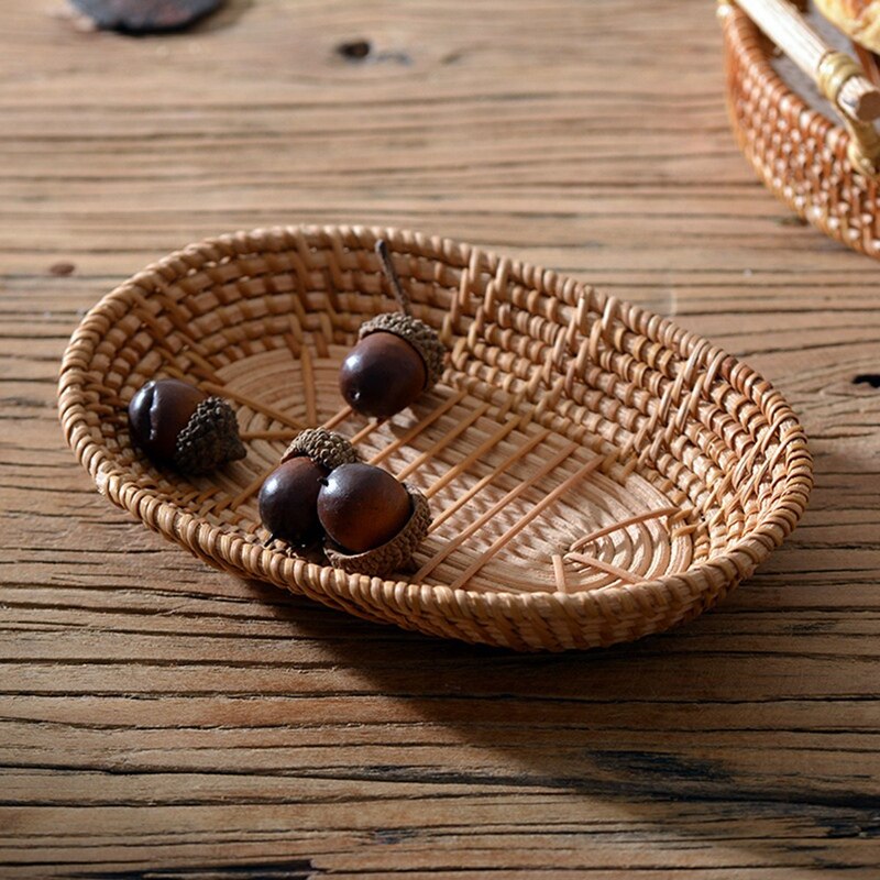 Gevlochten opbergmand rotan broodmand fruitmand serveermanden voor thuis keuken bureau snack diversen organizer