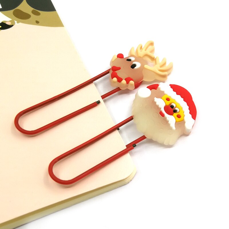 8 stücke Weihnachten glühend Lesezeichen Metall Papier Clips Leucht Seite Halfter Marker für Lehrer Schüler Schreibwaren freundlicher Weihnachten