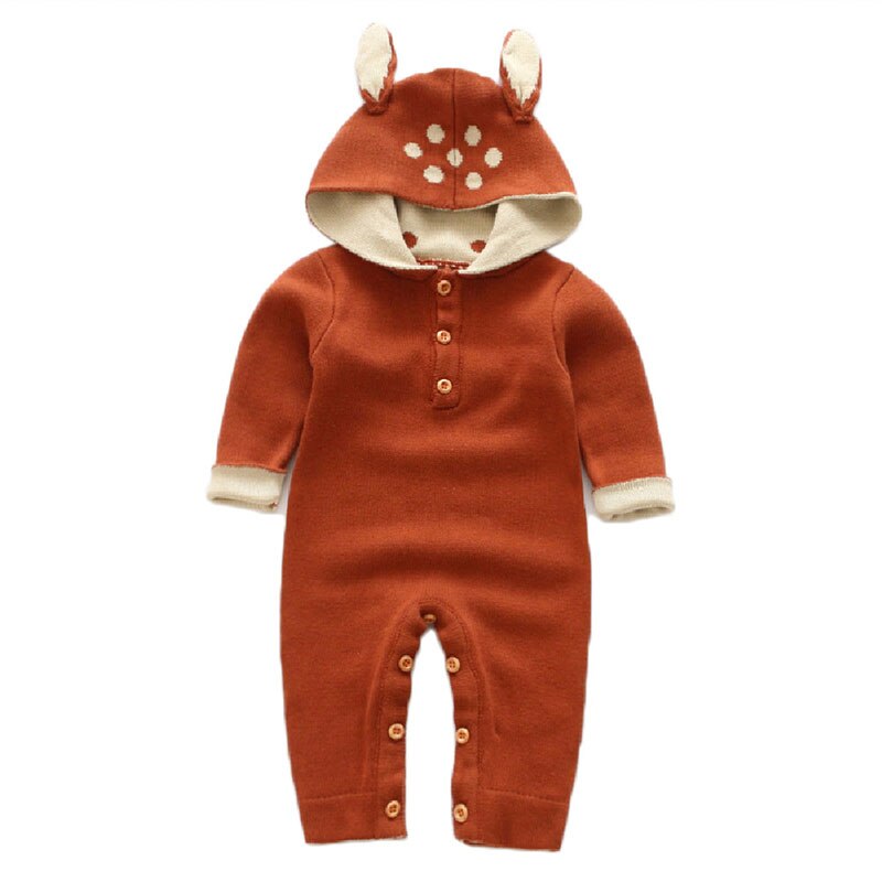Infant Newborn Baby Toddler Boys Girls Long Sleeve Deer Hooded Jumpsuit Baby Boys Girls Rompers Clothes: 3M