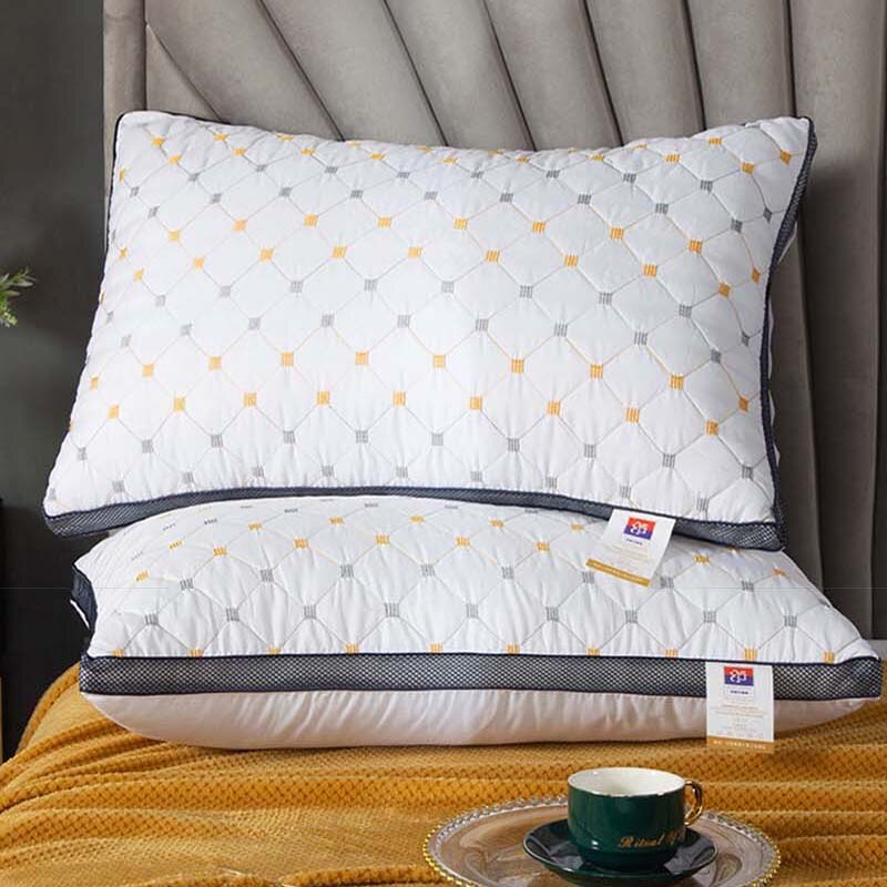 Oreiller de lit en duvet de plumes, pour dormir, hôtel, blanc, housse en coton, respirant, doux pour la peau, pour le cou, lavable en Machine, 1 pièce