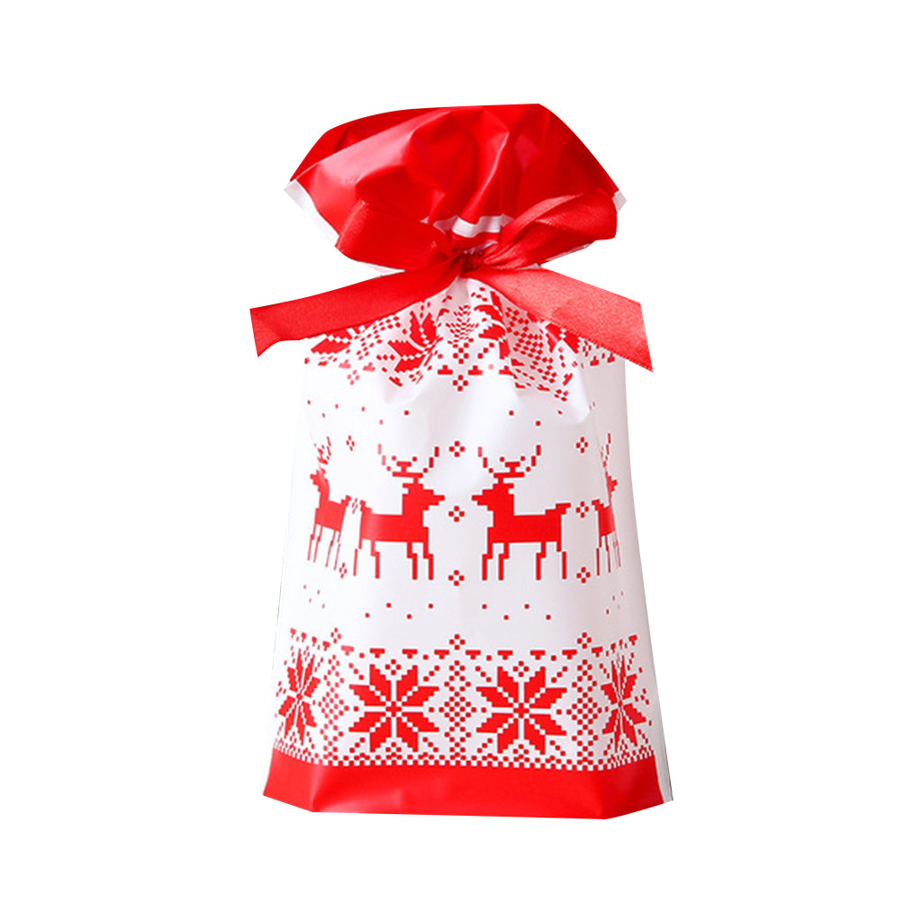 50 PCS Christmas Santa Claus Bags Packaging Candy Snacks and Drawstring Cookies Bags Children's Toys Forest Coin Bag: E