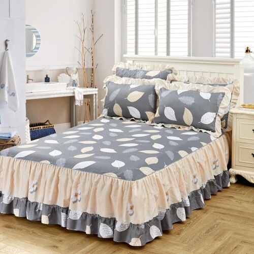 1 pc överkast +2 st örngott bruce lattice lyxigt sängset billigt sängöverkast volang överkast bomullssäng fem storlekar: Färg 4 / 180 x 220cm