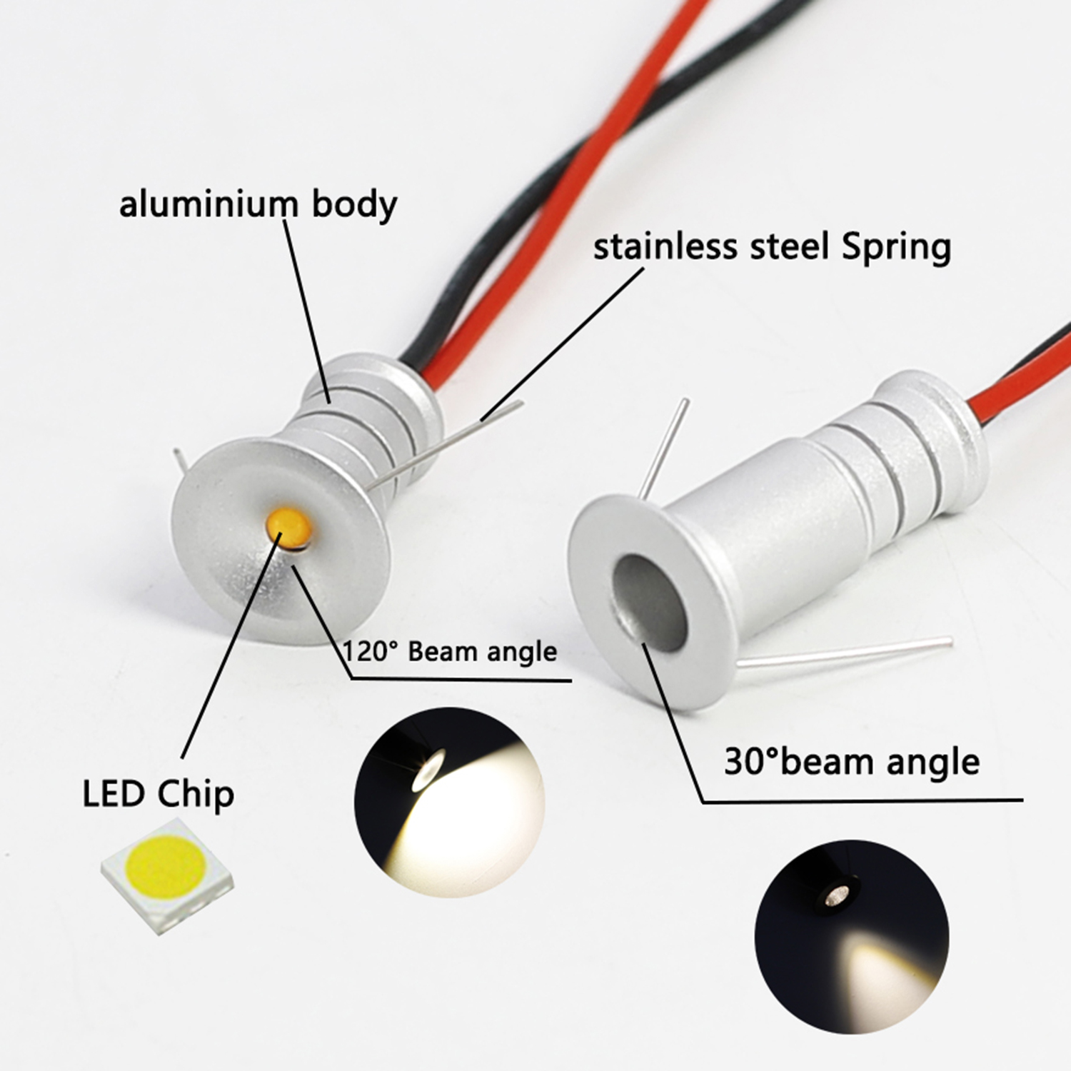 Small Spot Light 0.5W Mini LED Spotlight 12V Dimmable 10mm Cutout Recessed Downlight Ceiling Lamp Showcase Display Lighting