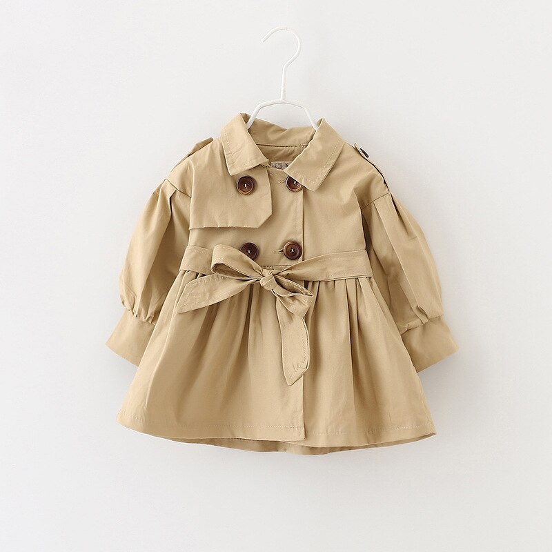 Baby Jacke Casaco Infantil Mädchen Baby Mantel Frühling Baby Jas Graben Doppel Brust Windjacke für Mädchen freundlicher Jacke Für 1-4T: Kakifarbig / 12m