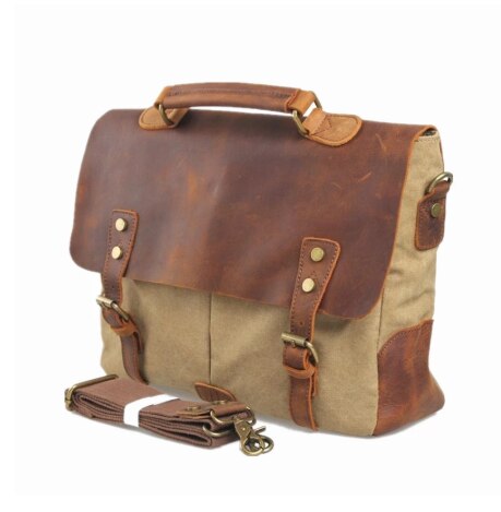 Unisex Man Zak Mannen Canvas Lederen Aktetas Tas Zakelijke Handtas Mannen Messenger Laptop Schoudertas Aktetas