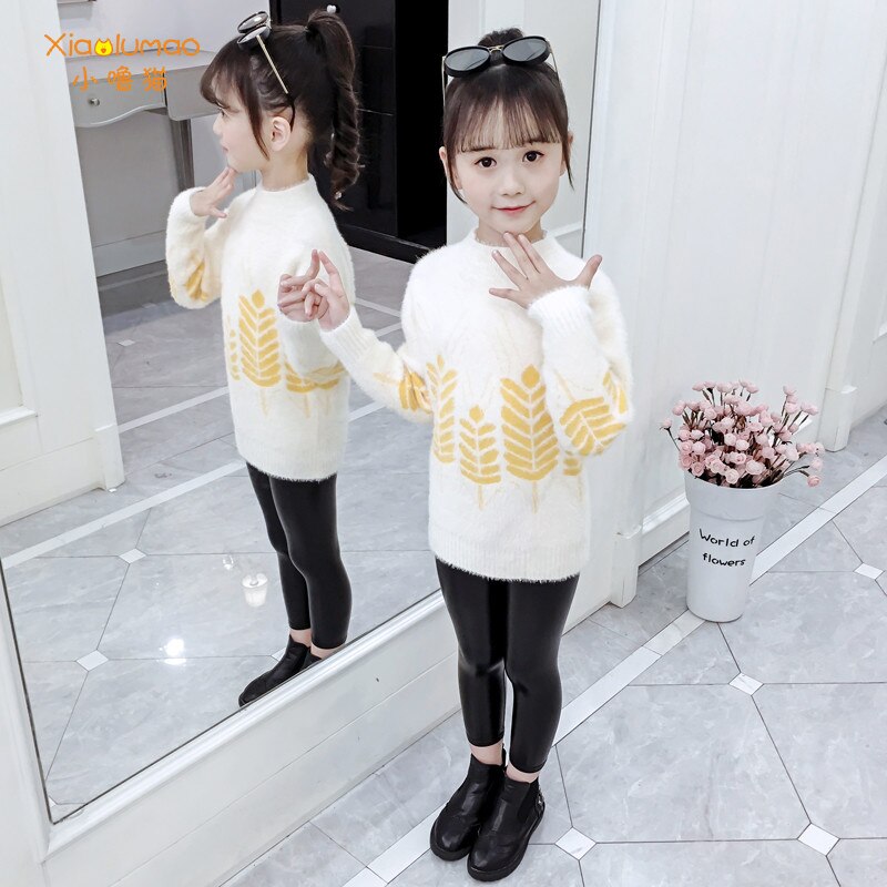 Meisjes warme trui coltrui bedrukt voor 5-8t kinderen meisjes trui lange mouwen kleding kinderkleding