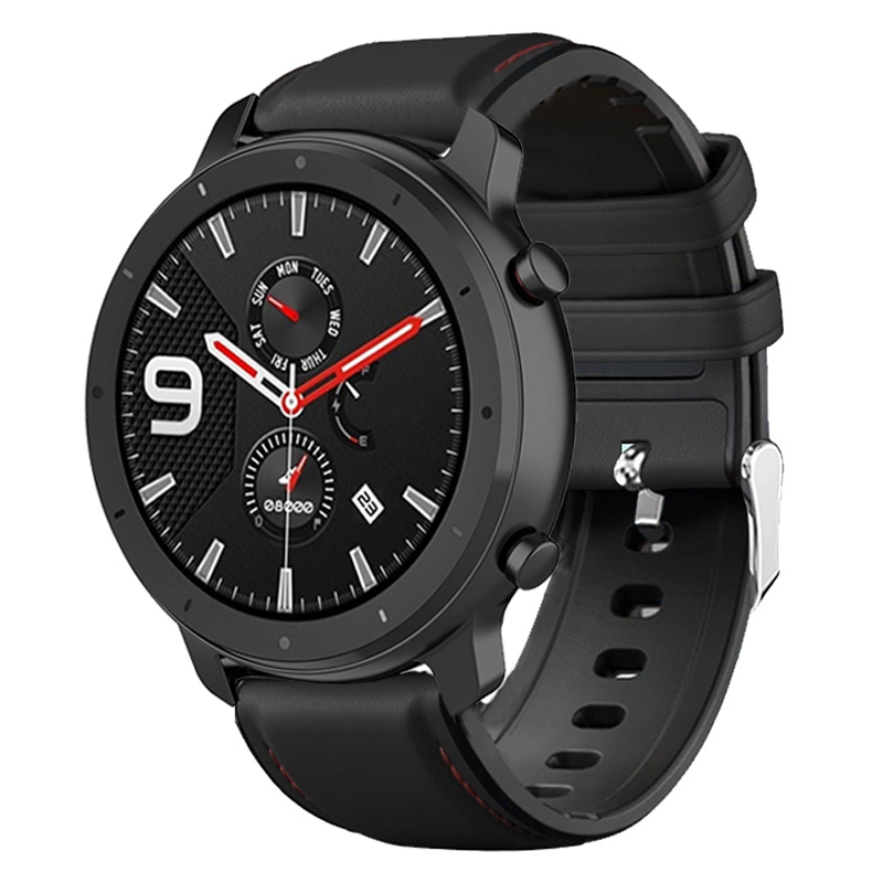 Correa de cuero + silicona para Amazfit GTR 47mm 42mm/AMAZFIT Pace Stratos 2 2s 3 Correa de reloj inteligente Correa: 2 / AMAZFIT Pace