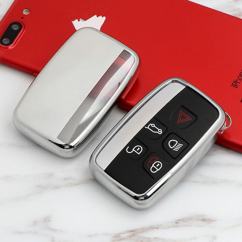 Étui de clé de voiture en TPU souple pour Land Rover A9 Range Rover Sport Evoque Freelander 2 Jaguar XE XJ XJL XF C-X16 V12 guitare F X Typ: silver