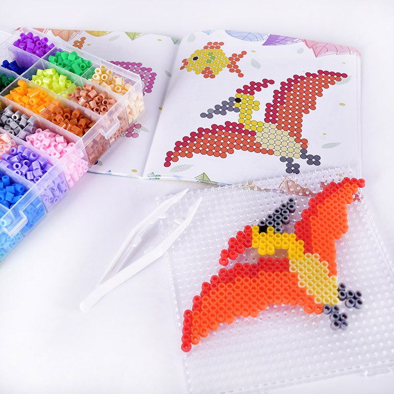 JINLETONG Hama Beads 5mm Set 4080 Pcs Fuse Iron Beads Kit Including 5 Ironing Paper 90 Patterns Pegboards Puzzle 3d Beads Kit