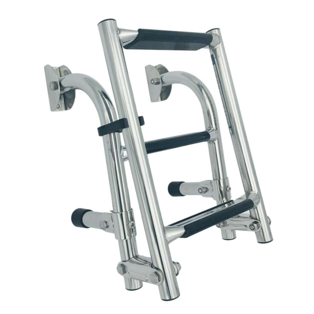 Marine Boat Stainless Steel 3 Step Telescopic Ladder - Folding Ladder for Swim Step Over Platform