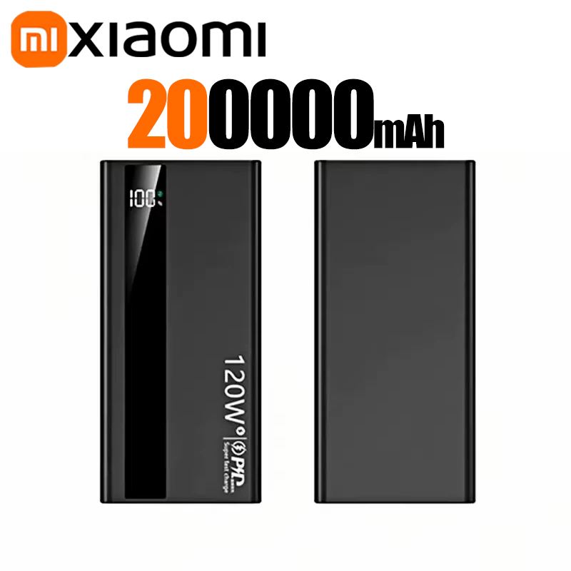 Xiaomi powerbank 200000 mah 120w caricabatterie portatile super veloce con capacità ultra elevata e display digitale a led per iphone: Oro