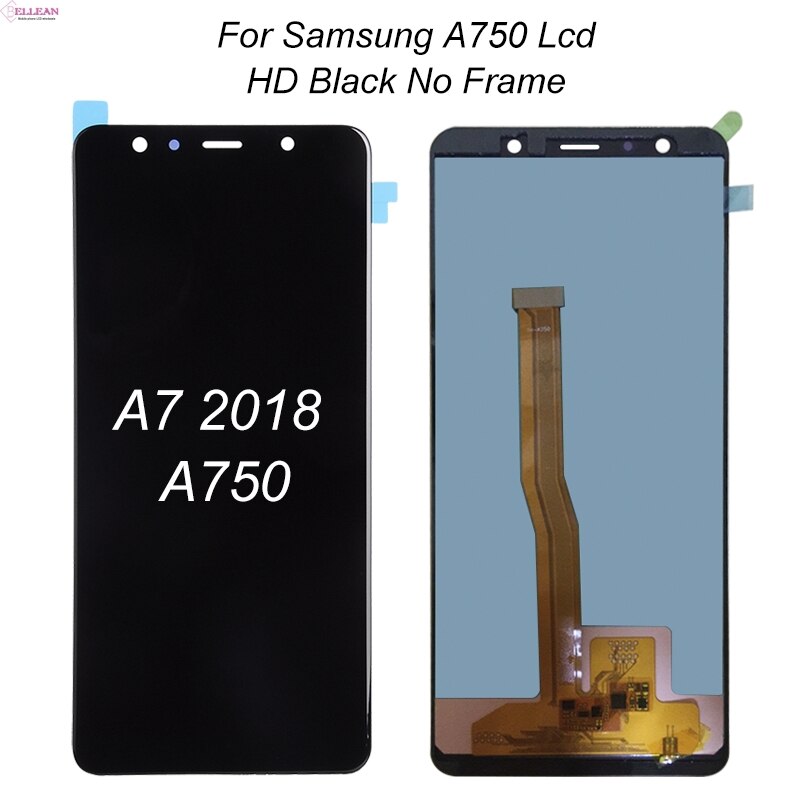 Hh Amoled A7 Lcd Voor Samsung Galaxy A750 Lcd SM-A750F/Ds A750FN Display Touch Screen Digitizer Vergadering 1Pcs: HD Black