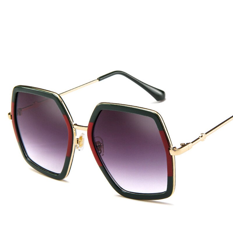 Overdimensionerede firkantede solbriller kvinder luksusmærke vintage solbriller store stel solbriller  uv400: Dobbeltgrå