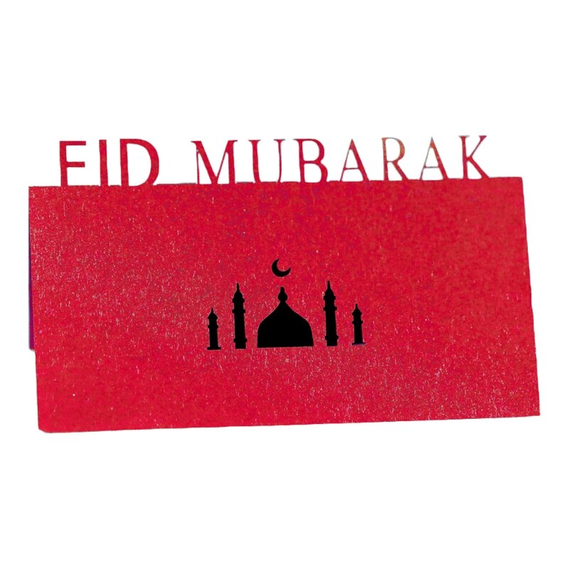 100Stck Buchstaben Eid Mubarak Tisch Karte Ramadan Aushöhlen Palazzo Mond Placecard