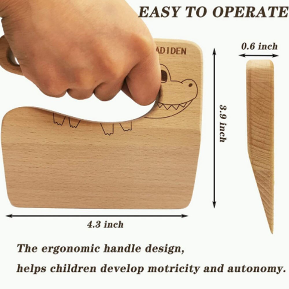 1Pcs Wooden Kids Knife For Cooking And Safe Cutting Veggies Fruits Cute Shape Kids Kitchen Tools 2-10 Years Old Applicable