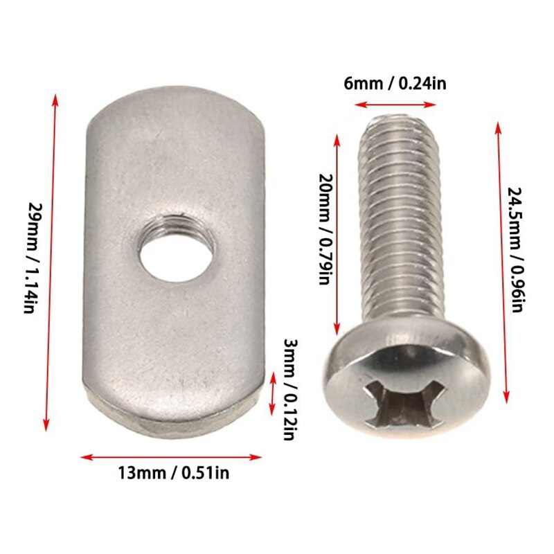 8 Sets Kayak Canoe Boat Screws+Track Nuts Stainless Steel Rail Hardware Gear Mounting Replacement Kayak Accessories