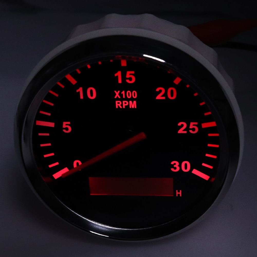 Bil båt varvräknare mätare lcd timräknare 3000 ~ 6000 rpm varvräknare marin varvräknare 12v/24v röd bakgrundsbelysning horometro rpm