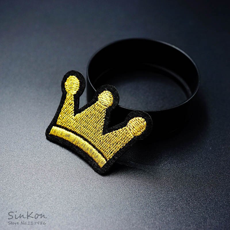 Crown Size:3.5X4.7 Cm Iron On Patch Naaien Op Geborduurde Applique Stof Voor Jas Badge Kleding Stickers