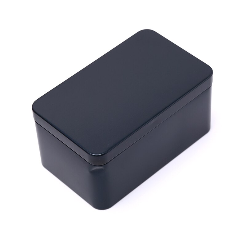 Tin Box Metal Tin Jars Iron Tea Box Cookies Case Small Things Storage Boxes Bins Biscuit Container Candy Chocolate Organizer: Black